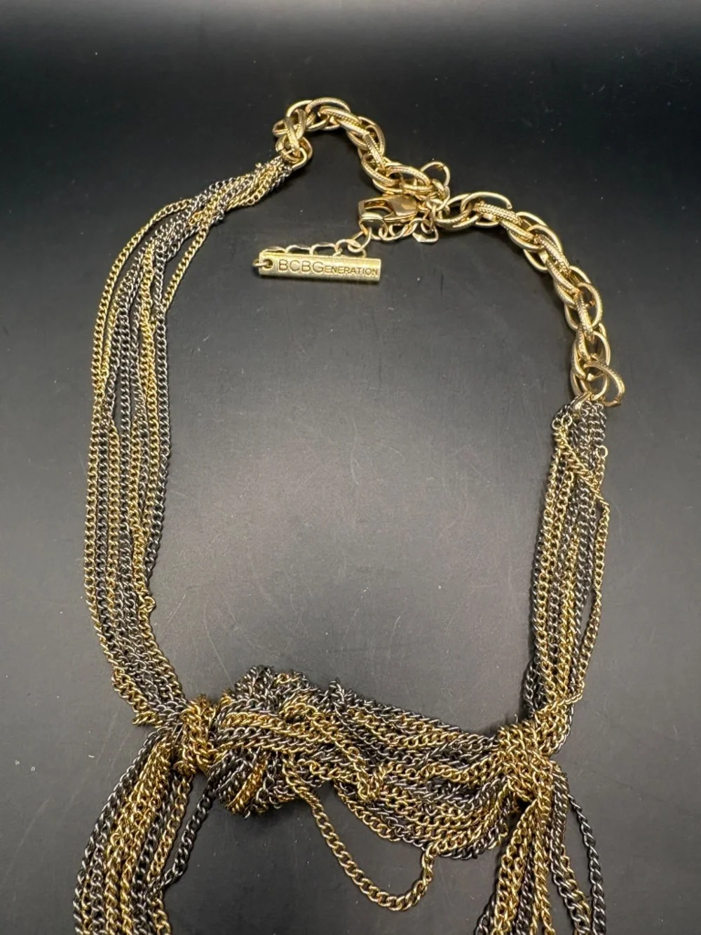 BCBG Mixed Metal Tiered Knot Chain Necklace - Picture 5 of 6
